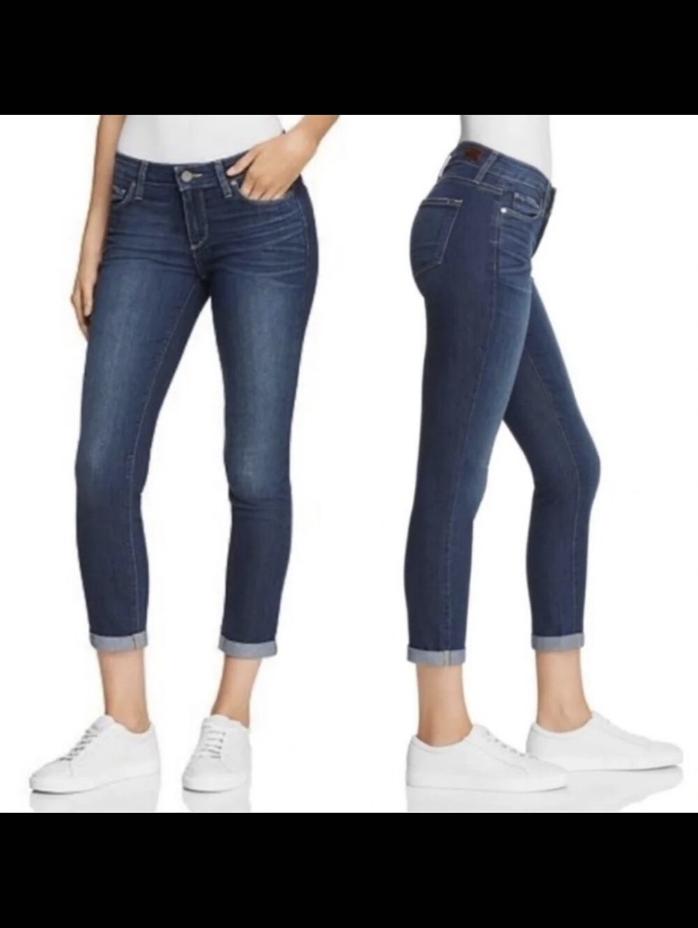 PAIGE Kylie Crop mid-rise skinny jeans Dark Indigo Boyfriend Jeans Size 24
